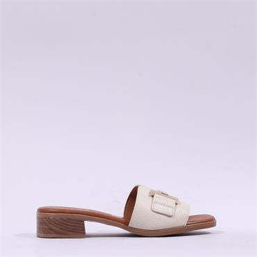 Oh My Sandals H Buckle Mule Slider - Cream